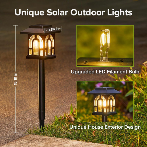 Bright solar pathway lights outdoor 8 pack solar powered garden lights